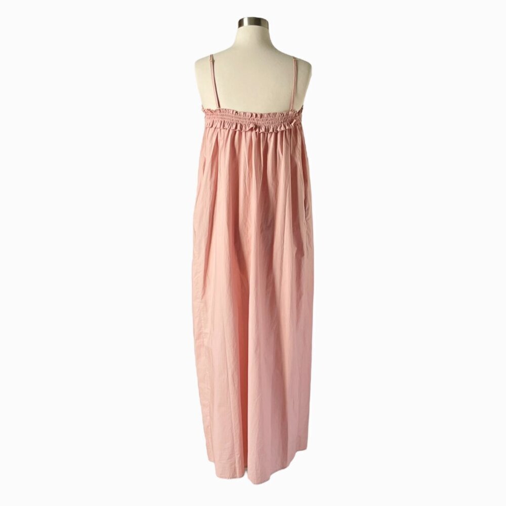 Bird & Knoll Ida Dress Pink Cotton Maxi XS Smocked Strappy Cotton Resort - Picture 4 of 8